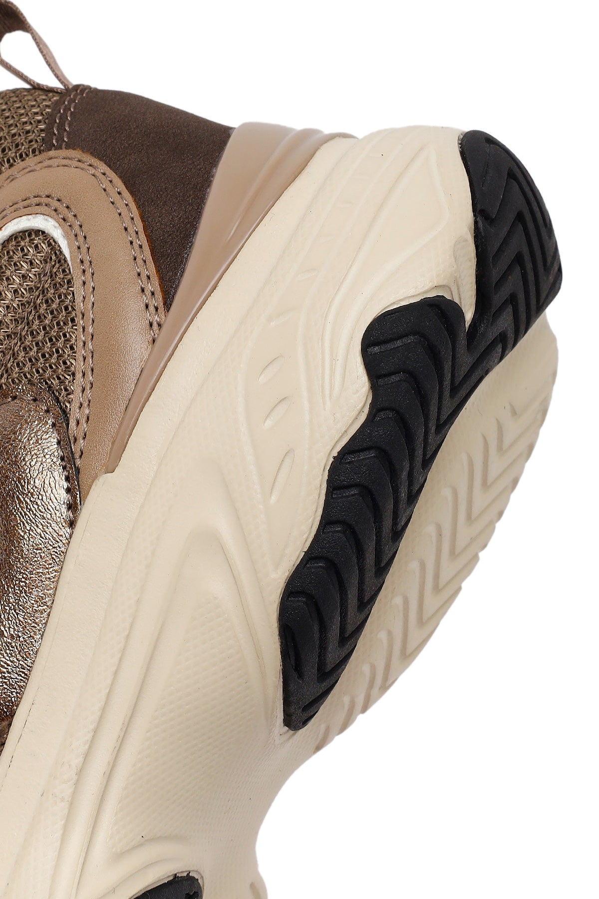 Kadın Bronz Bağcıklı Kalın Tabanlı Sneaker