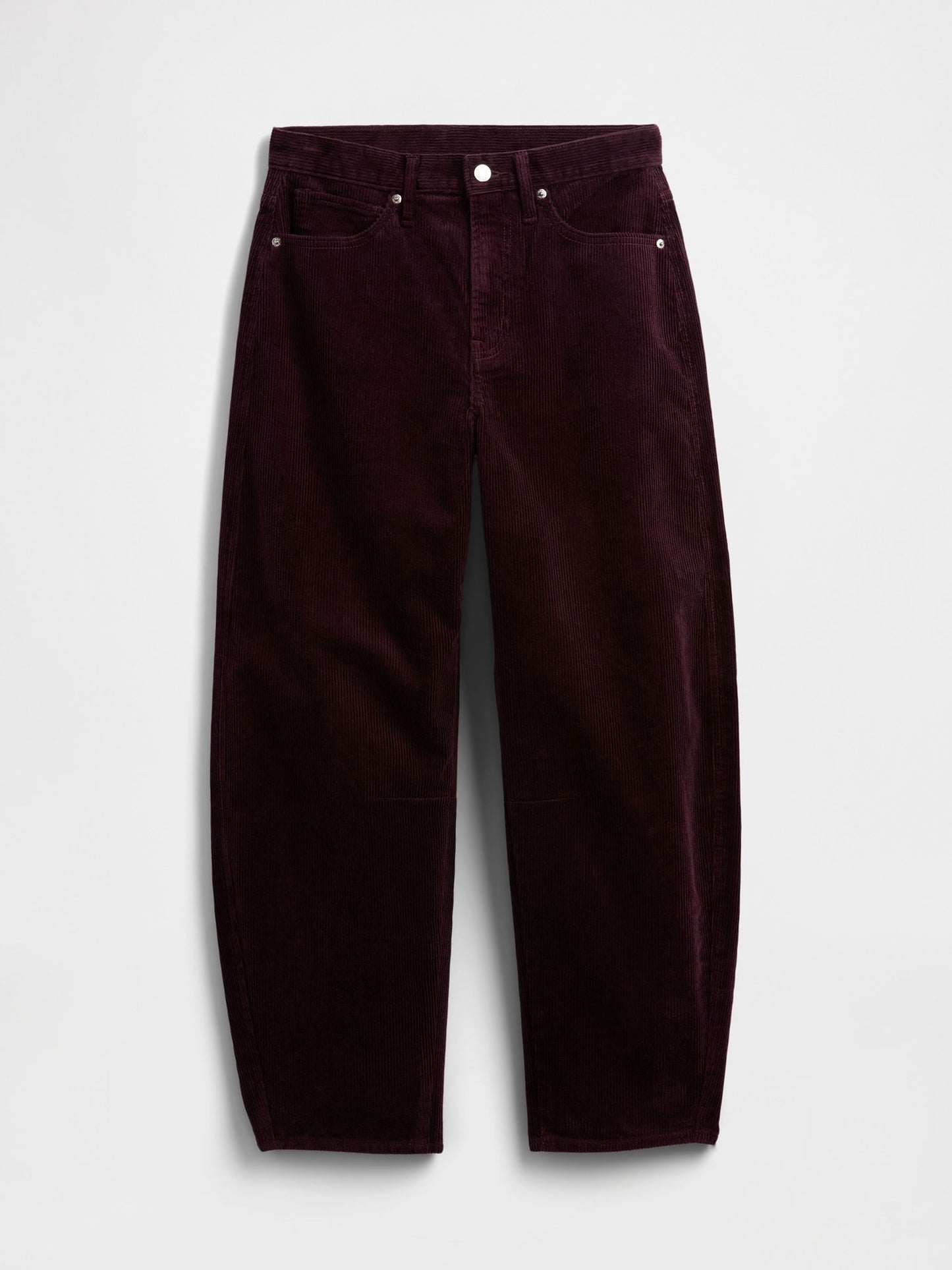 Bordo High Rise Barrel Corduroy Pantolon