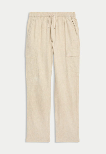Straight Fit Keten Kargo Pantolon