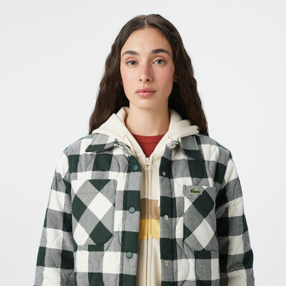 Lacoste Kadın Ekose Koyu Yeşil Gömlek