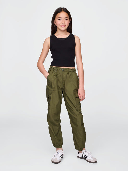 Haki Pull-On Paraşüt Kargo Pantolon