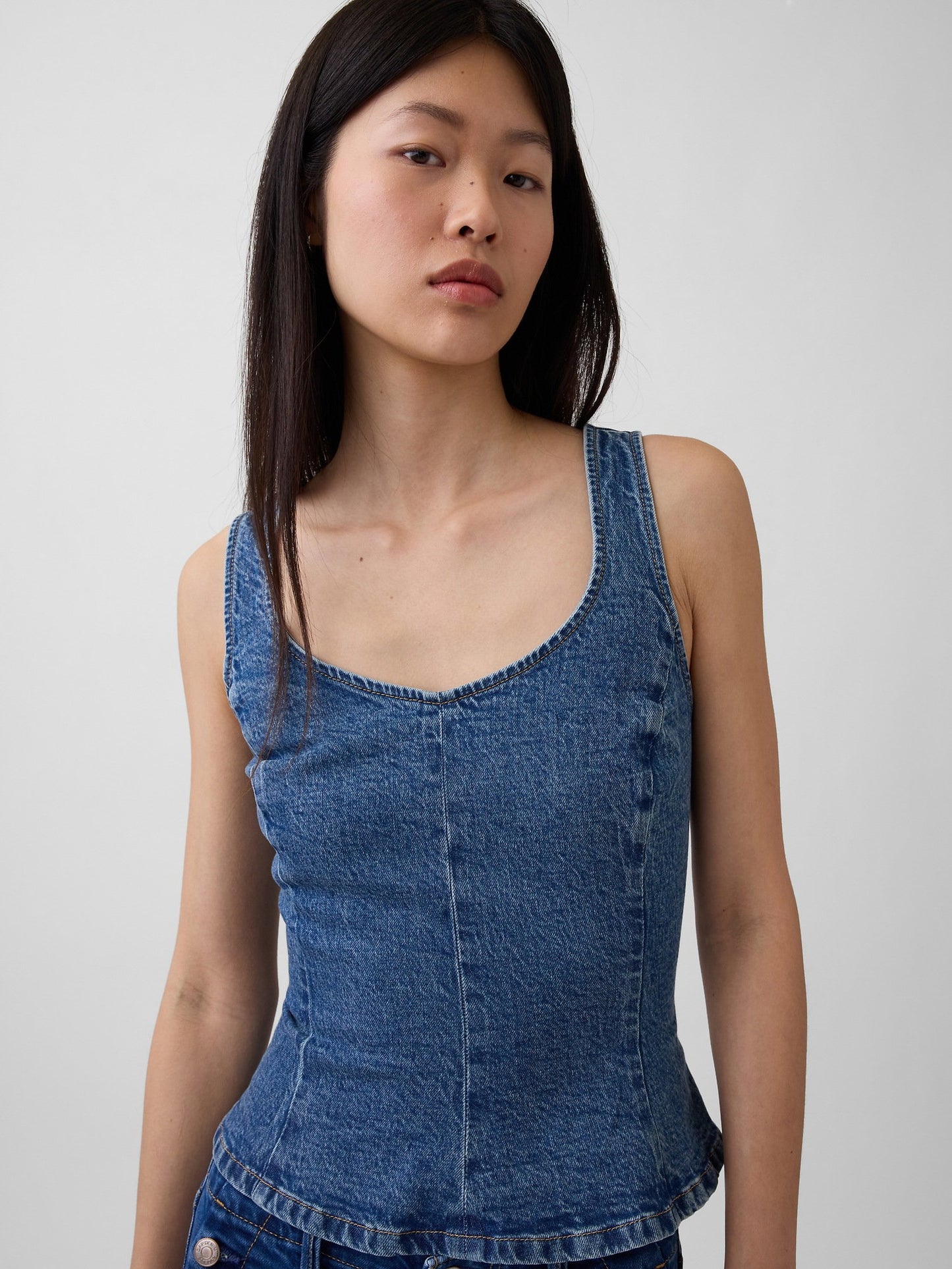 Mavi Denim Fitted Peplum Bluz