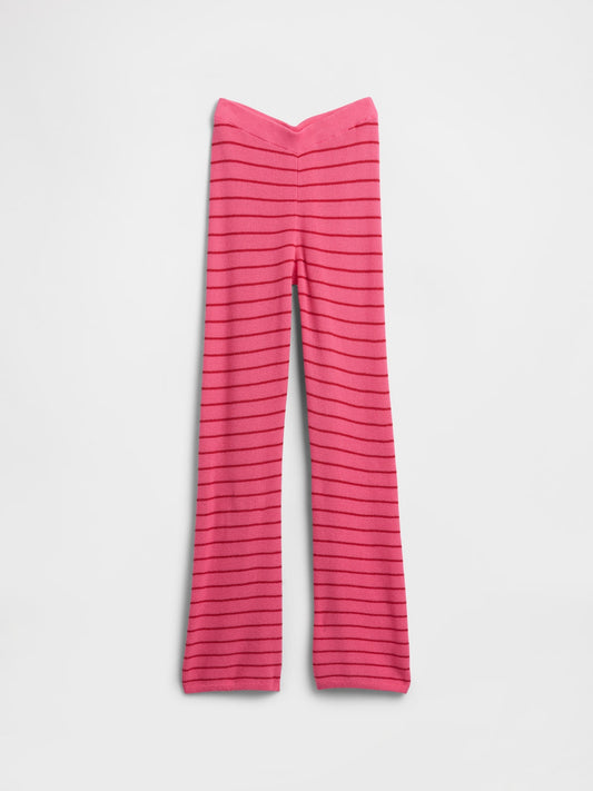 Pembe Pull-on Çizgili Örgü Tayt