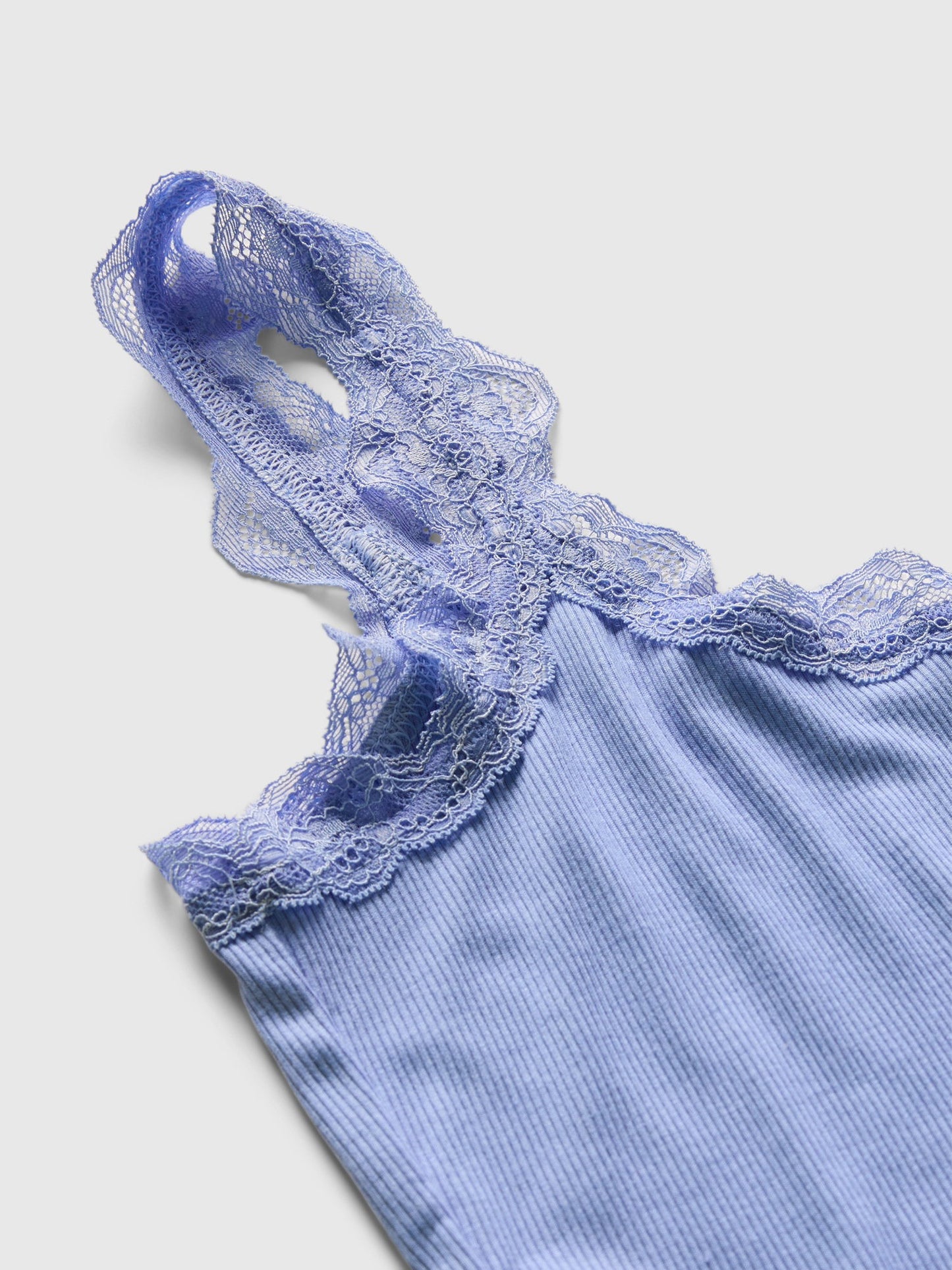Mavi Dantel Detaylı Askılı Pijama Üstü