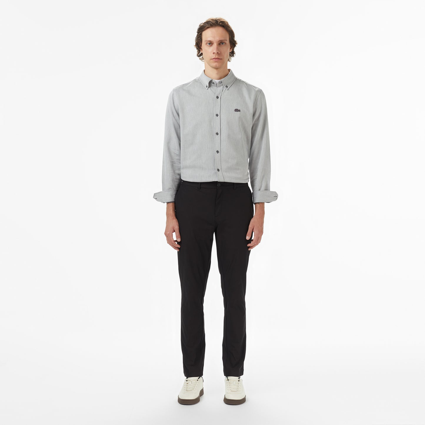 Lacoste Erkek Regular Fit Düğmeli Yaka Gri Gömlek