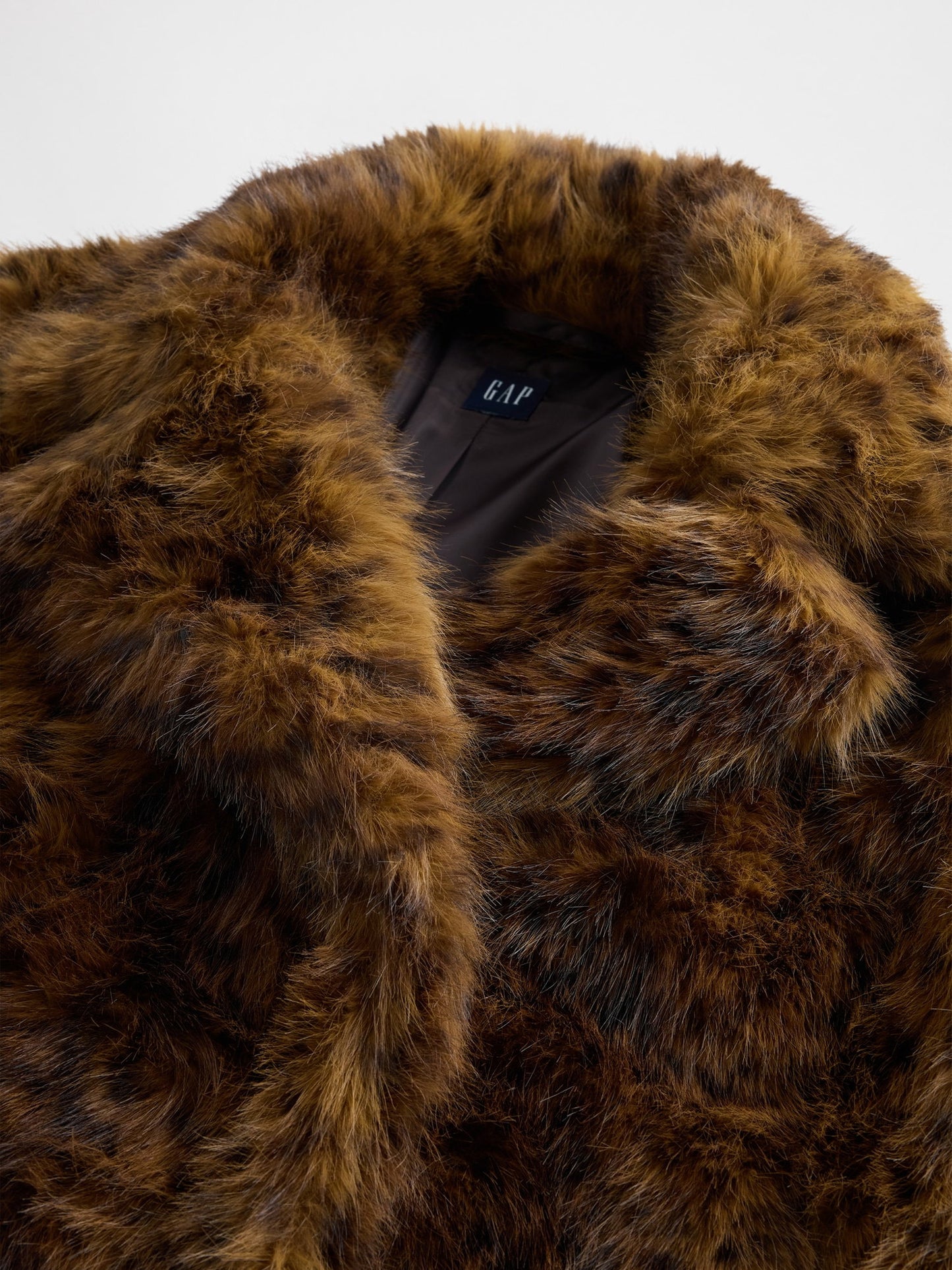 Kahverengi Leopar Faux Fur Palto