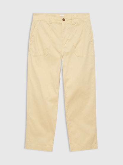 Krem High Rise Girlfriend Utility Khaki Washwell™ Pantolon