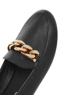 Kadın Siyah Deri Maskülen Loafer