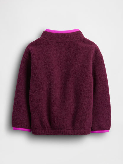 Bordo Sherpa Yarım Fermuarlı Pullover Sweatshirt