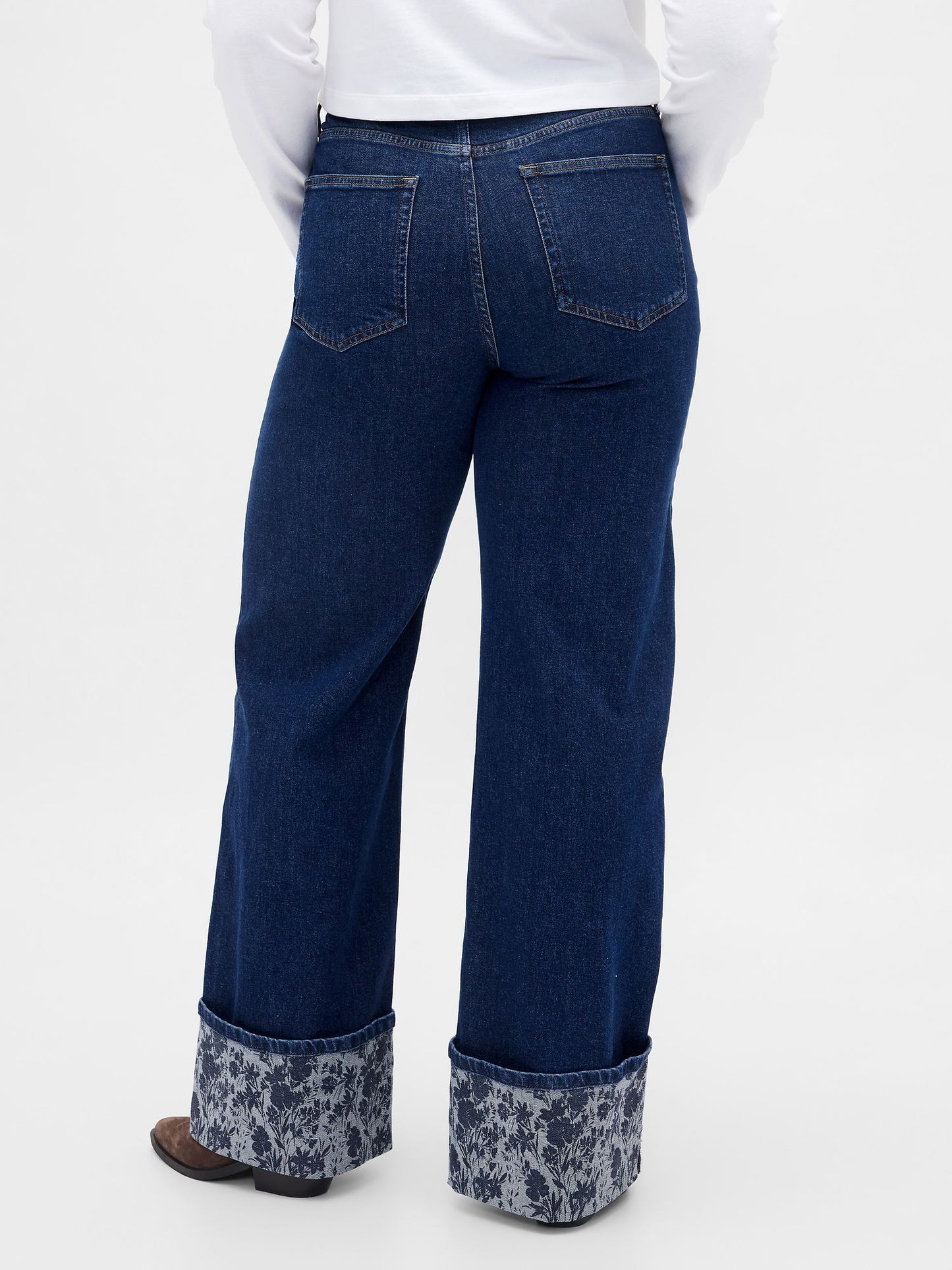 Koyu Mavi High Rise Stride Wide-leg Jean Pantolon