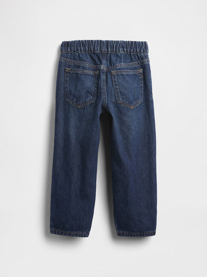 Koyu Mavi Pull-on Baggy Jean Pantolon