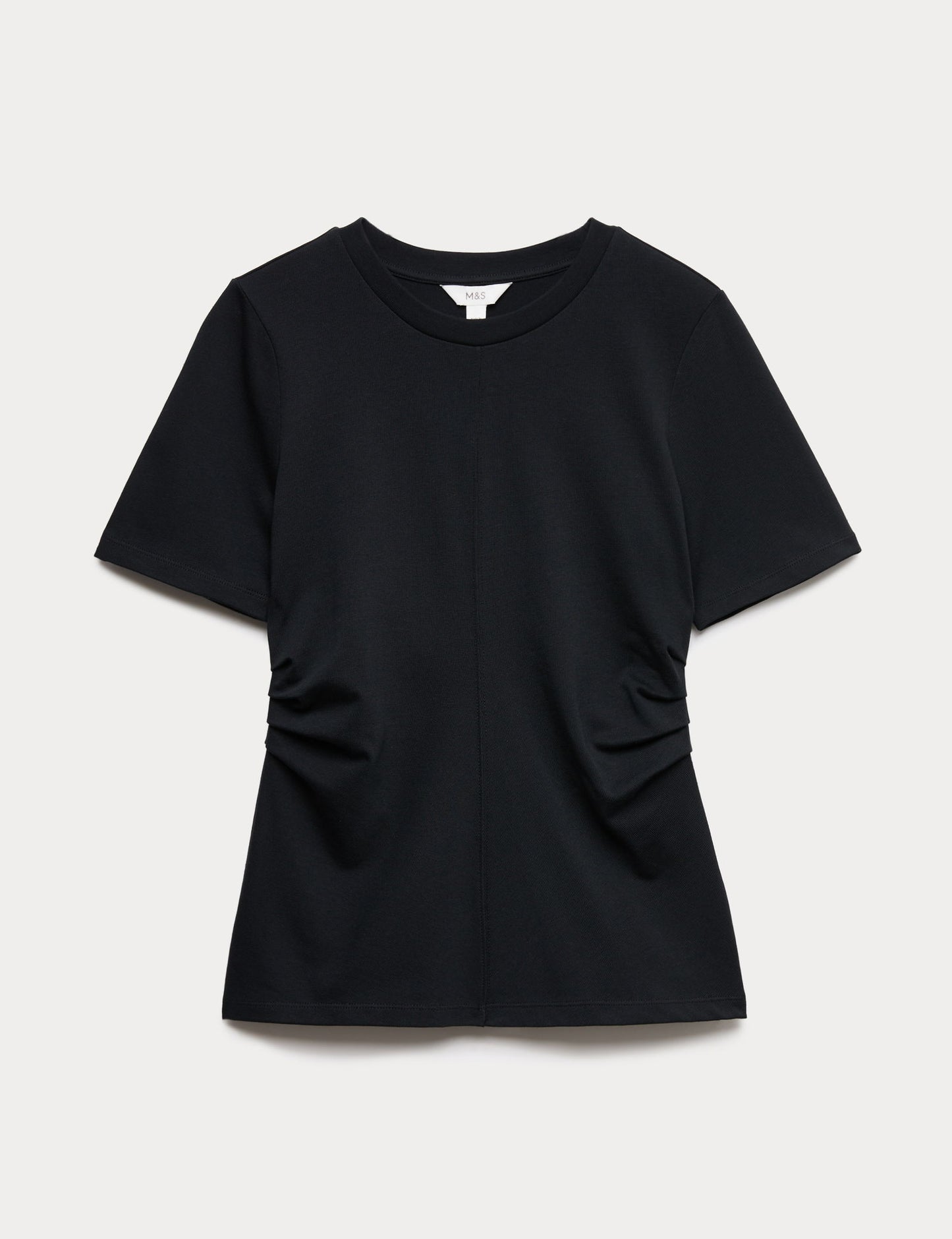 Saf Pamuklu Büzgülü T-shirt