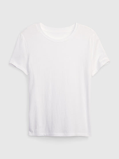 Beyaz %100 Pamuk Vintagesoft Bisiklet Yaka T-shirt