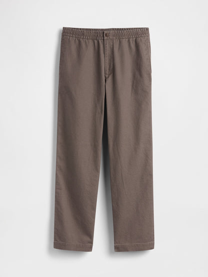 Kahverengi Keten Karışımlı Relaxed Taper Easy Pantolon