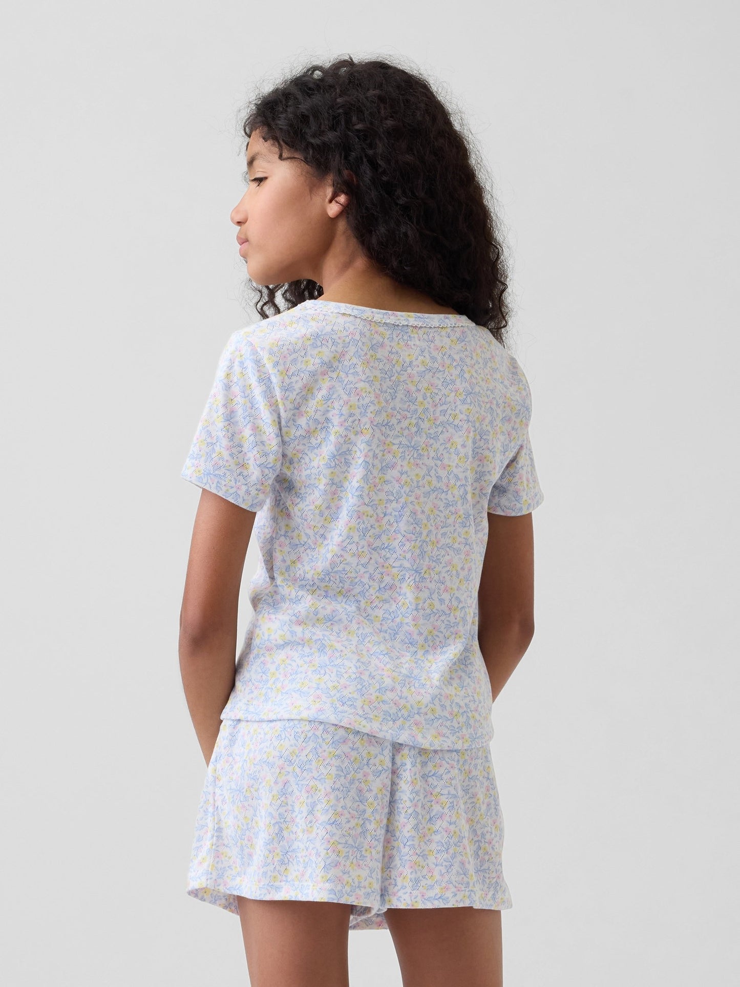 Beyaz Recycled Pointelle Pijama Şort Takım