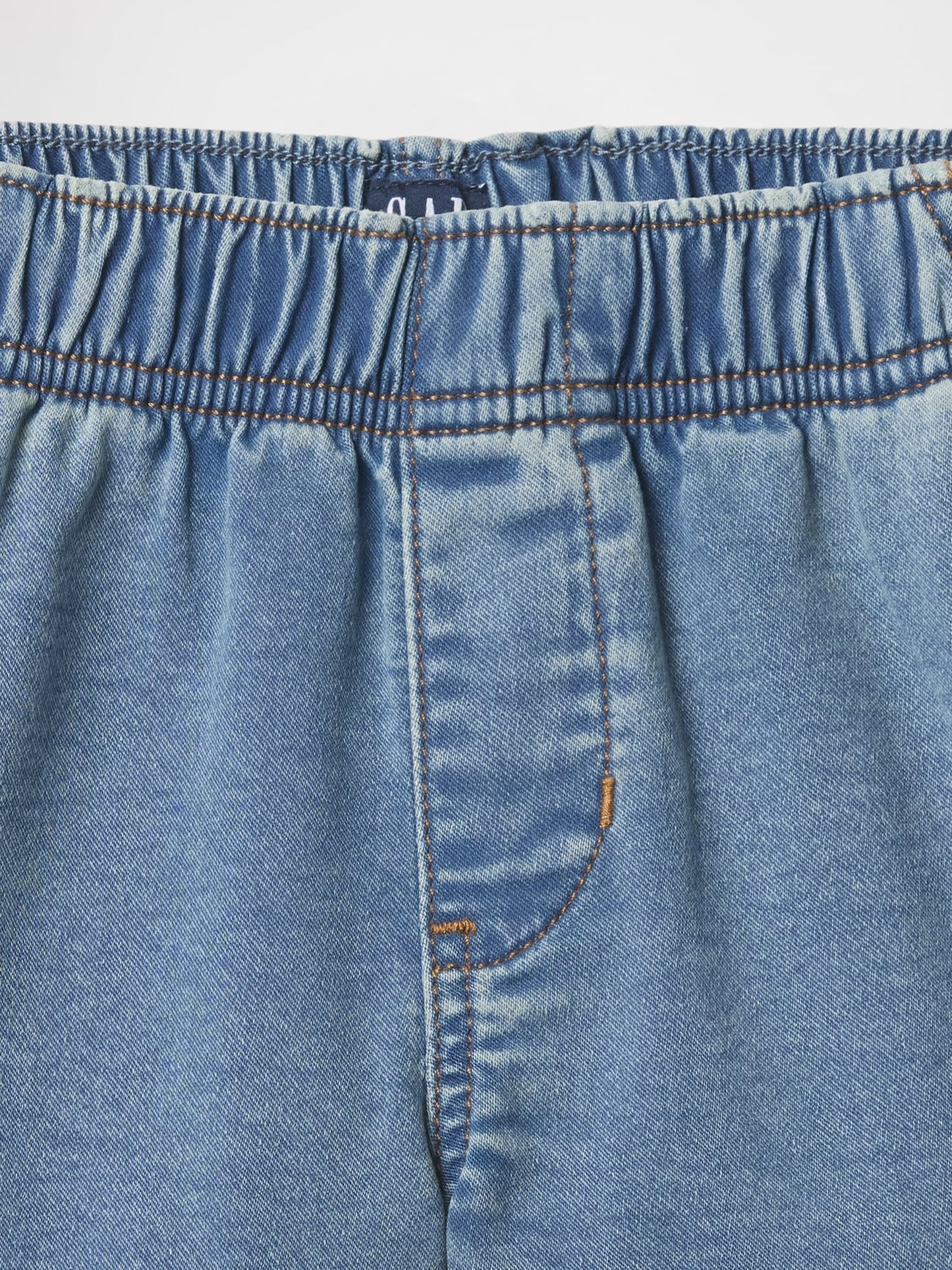 Açık Mavi High Rise Pull-on Eşofman Altı Jean Şort