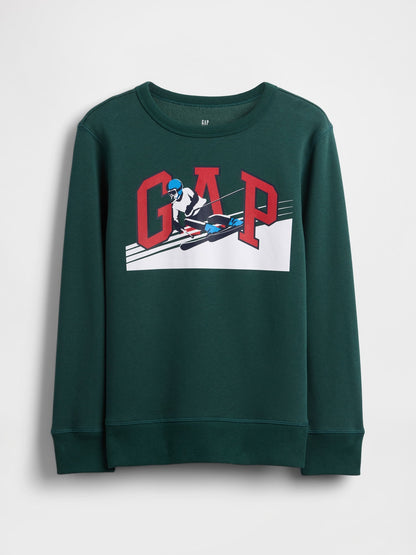 Koyu Yeşil Grafik Logo Sweatshirt