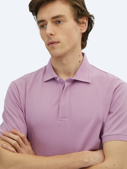Eflatun Düz Polo Yaka %100 Pamuk T-shirt
