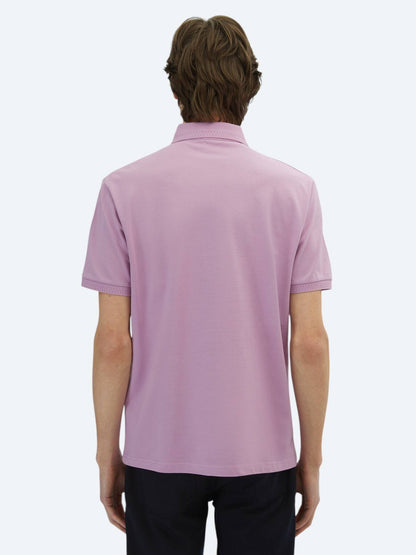 Eflatun Düz Polo Yaka %100 Pamuk T-shirt