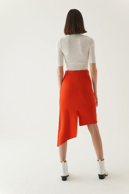 Bisiklet Yaka Ekru Kısa Triko Bluz