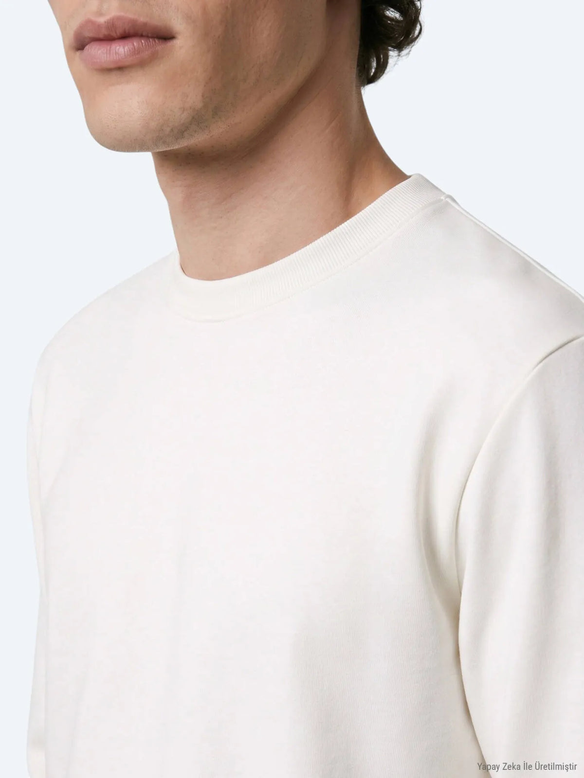 Ekru Düz Sweatshırt