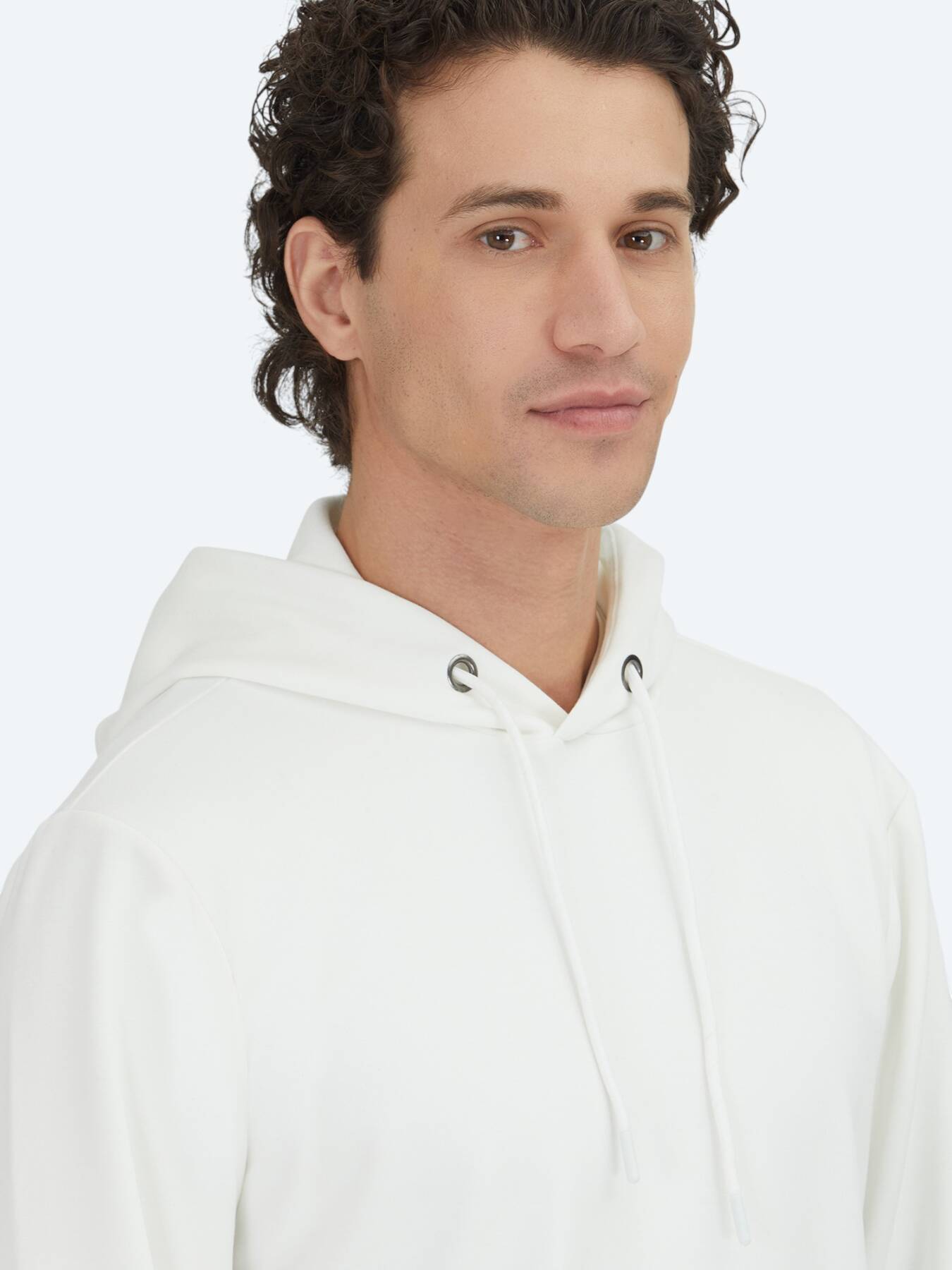Ekru Kapüşonlu Sweatshırt