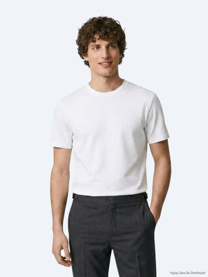 Ekru Düz T-shirt