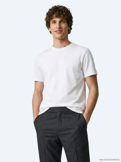 Ekru Düz T-shirt