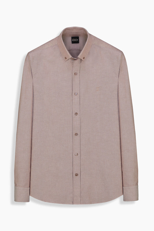 Eleta Pamuklu Slim Taba Gömlek