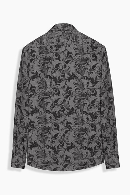 Eleta Slimeo Desenli Gri Gömlek