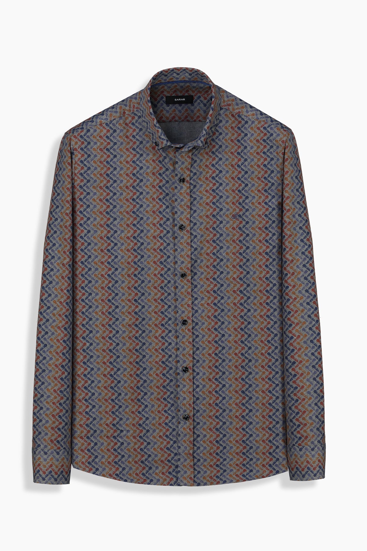 Eleta Uzun Kol Slim Desenli Gri Gömlek