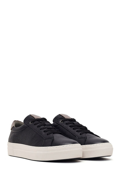 Kadın Siyah Bağcıklı Deri Sneaker