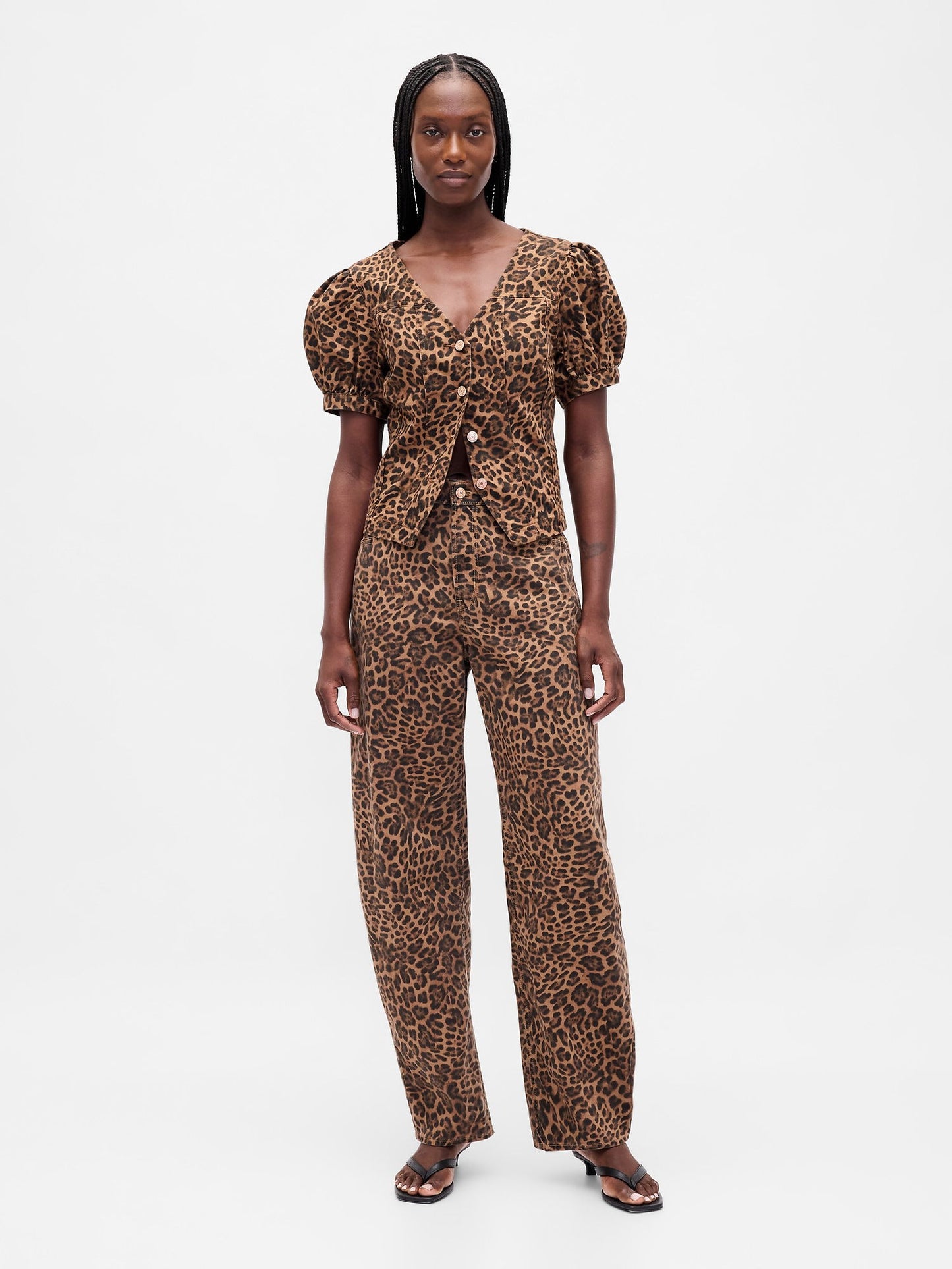 Kahverengi High Rise Barrel Jean Pantolon