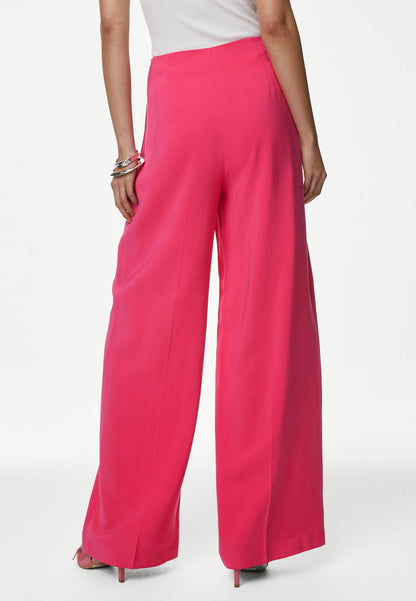 Yüksek Bel Saten Wide Leg Pantolon