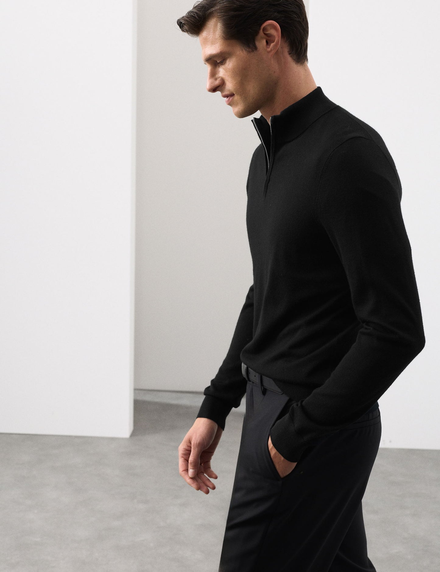 Pure Extra Merino Yün Yarım Fermuarlı Kazak