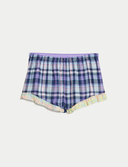 Ekose Desenli Şort Pijama Altı
