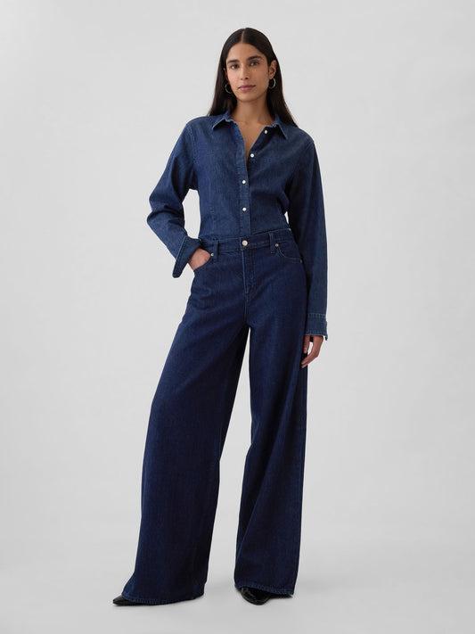 Lacivert Mid Rise UltraSoft Baggy Jean Pantolon