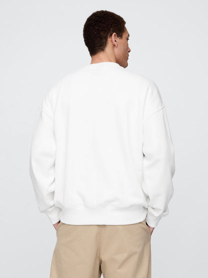 Beyaz Gap × Disney Grafikli Oversized Sweatshirt