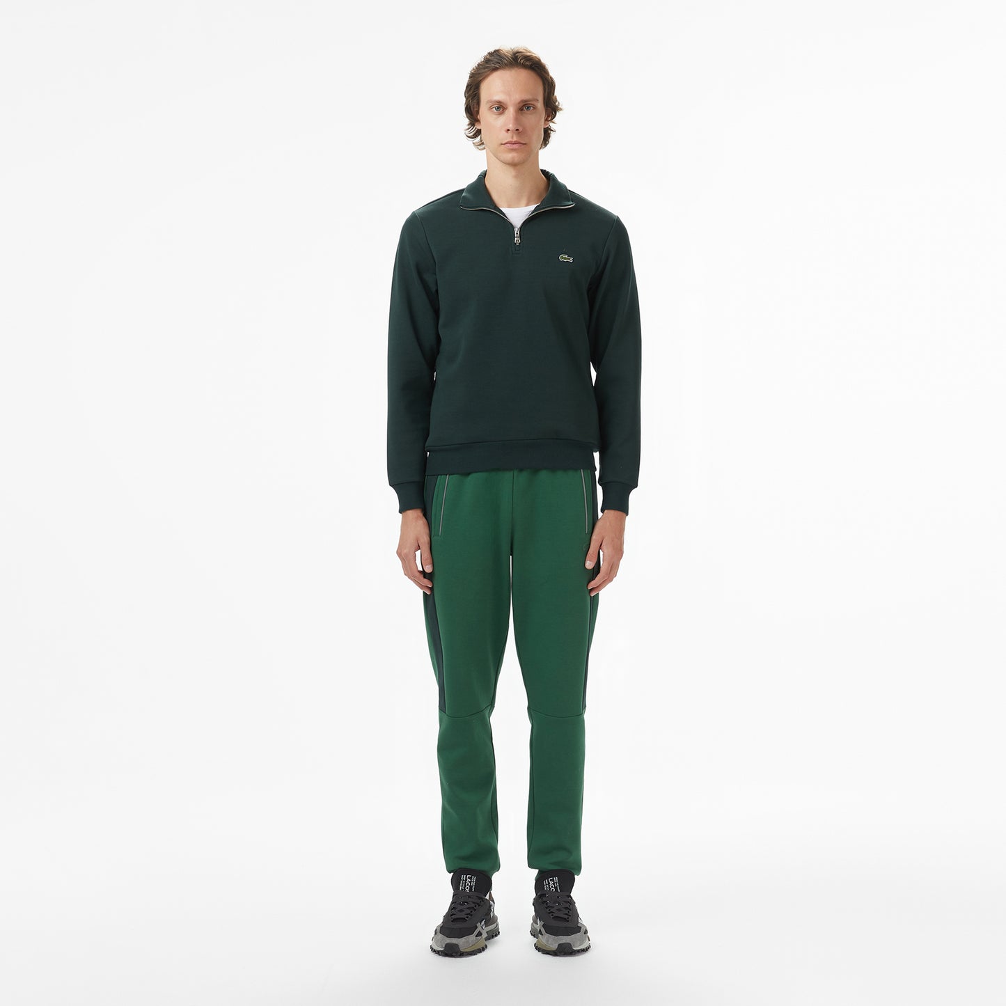 Lacoste Erkek Classic Fit Yarım Fermuarlı Yeşil Sweatshirt
