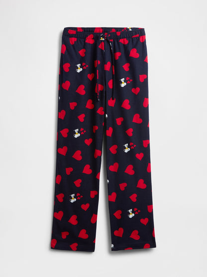 Lacivert Peanuts Relaxed Flannel Pijama Altı