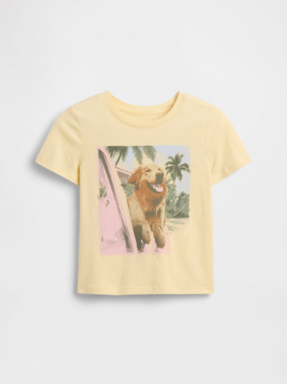 Sarı Grafik Baskılı T-shirt