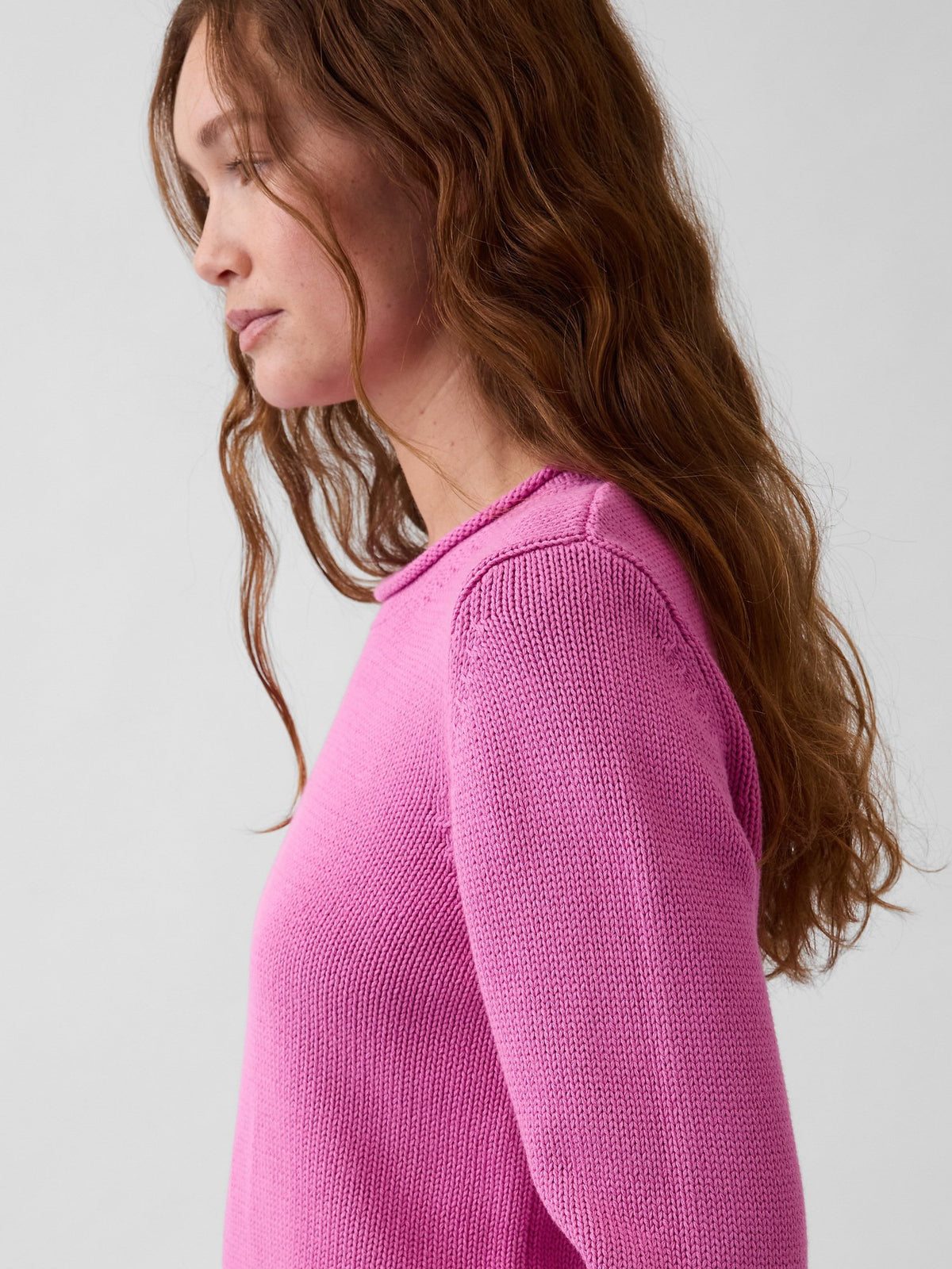 Pembe 100% Pamuk Rollneck Kazak