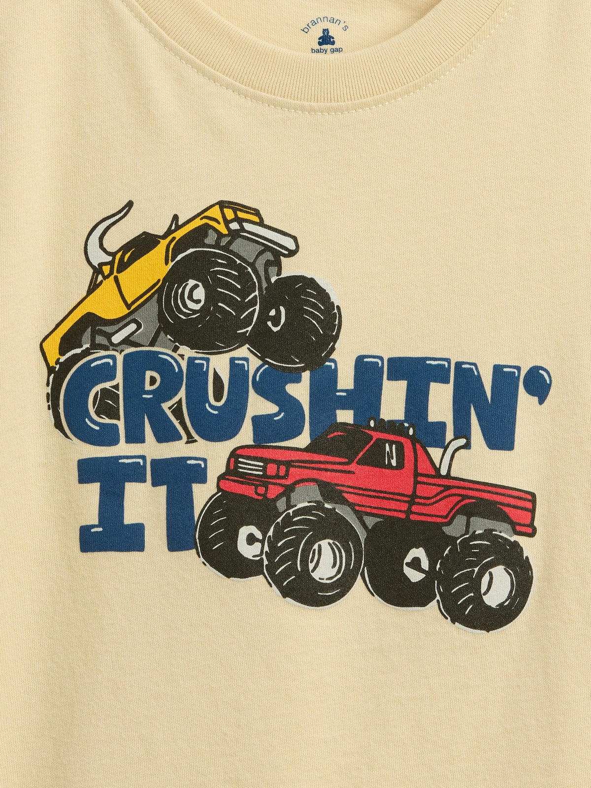 Krem Grafik Baskılı T-shirt