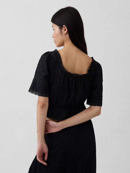 Siyah Dantel Detaylı Peplum Bluz