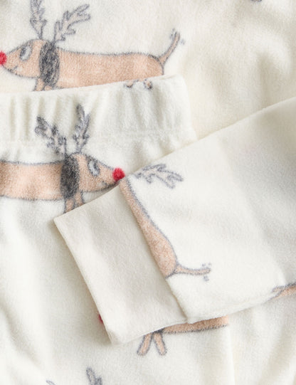 Noel Temalı Desenli Polar Pijama Takımı (1-16 Yaş)