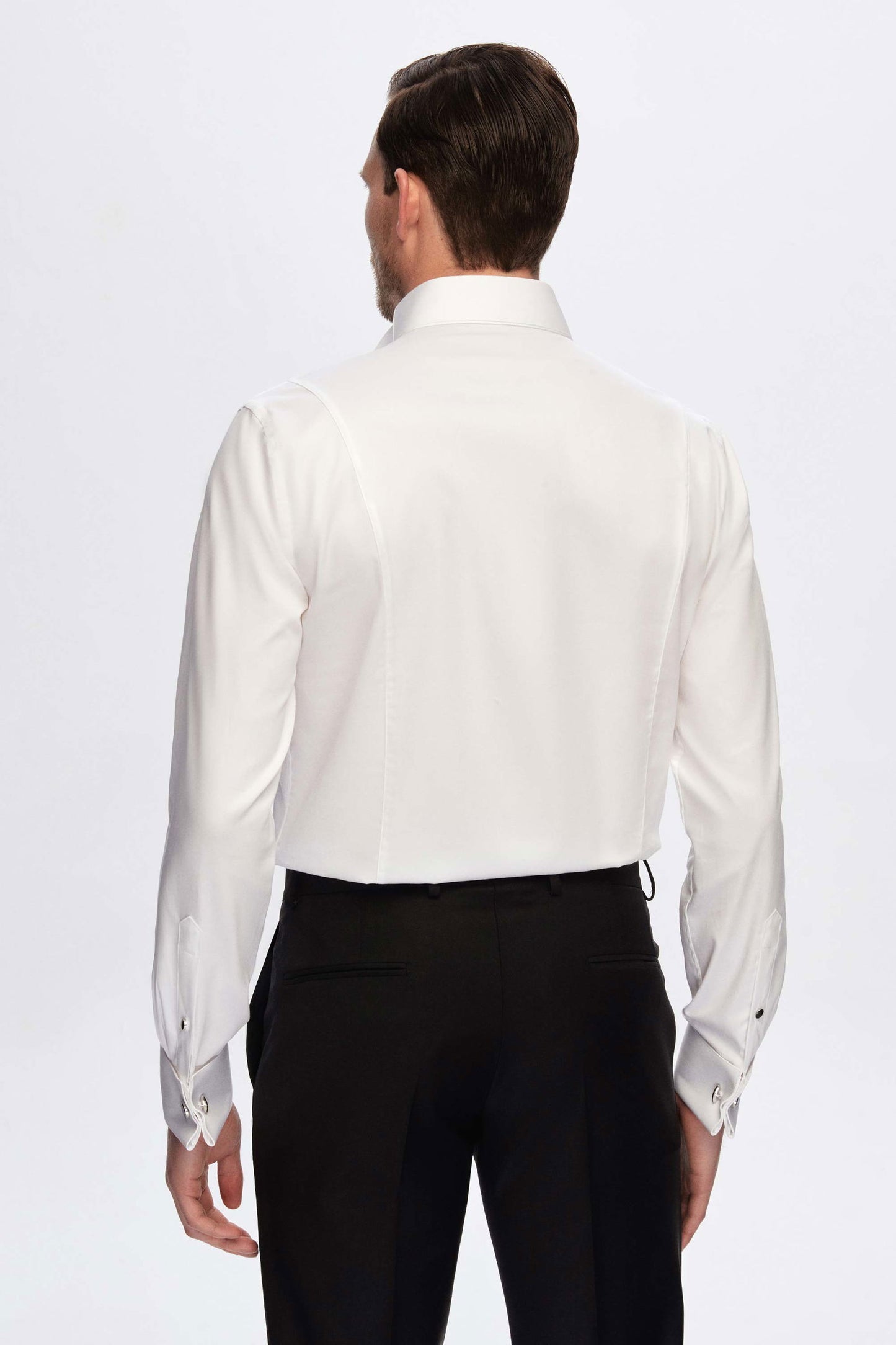 Damat Slim Fit Beyaz Jakar Desenli Smokin Gömlek