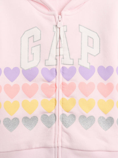 Pembe Gap Logo Fermuarlı Sweatshirt