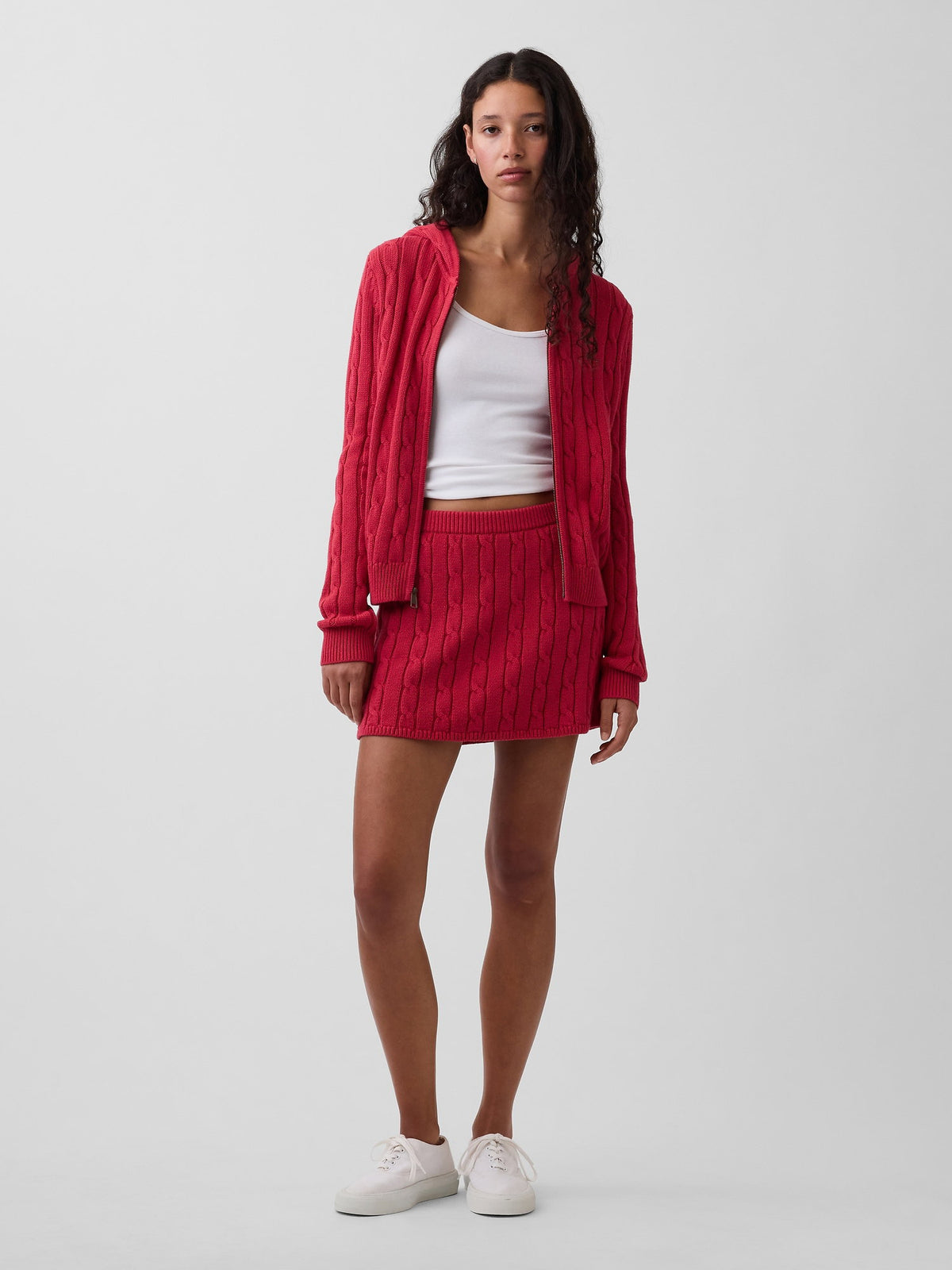 Beyaz 100% Pamuk Cable-knit Mini Şort