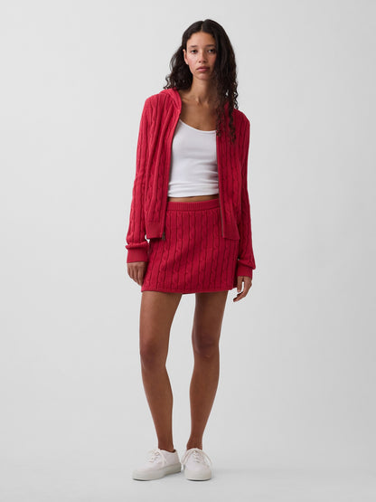 Beyaz 100% Pamuk Cable-knit Mini Şort