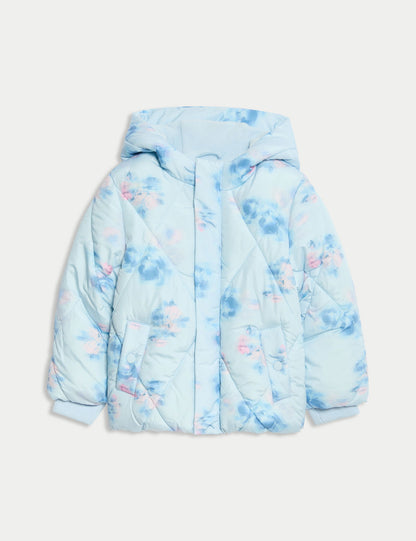 Çiçek Desenli Puffa Mont